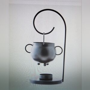 NIB  Black Cauldron Pot Tealight Holder Plus 3-4 Pk of Led Tealights